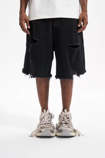 Muške poderane kratke hlače ravnog kroja, niski pojas, zip, modalno vlakno