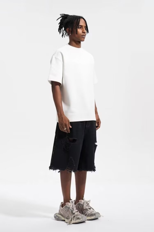 Muške poderane kratke hlače ravnog kroja, niski pojas, zip, modalno vlakno