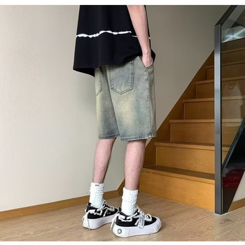 Muške denim cargo kratke hlače – vintage oprane, oversize, ravni kroj, ljeto 2025