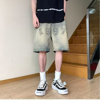 Muške denim cargo kratke hlače – vintage oprane, oversize, ravni kroj, ljeto 2025