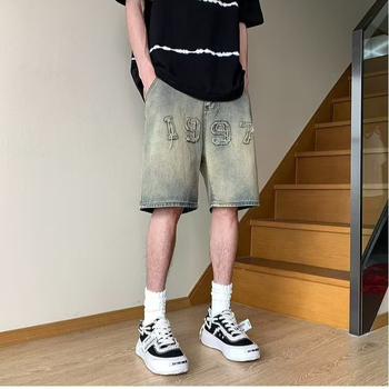 Muške denim cargo kratke hlače – vintage oprane, oversize, ravni kroj, ljeto 2025