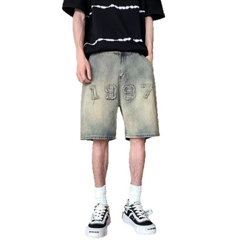 Muške denim cargo kratke hlače – vintage oprane, oversize, ravni kroj, ljeto 2025