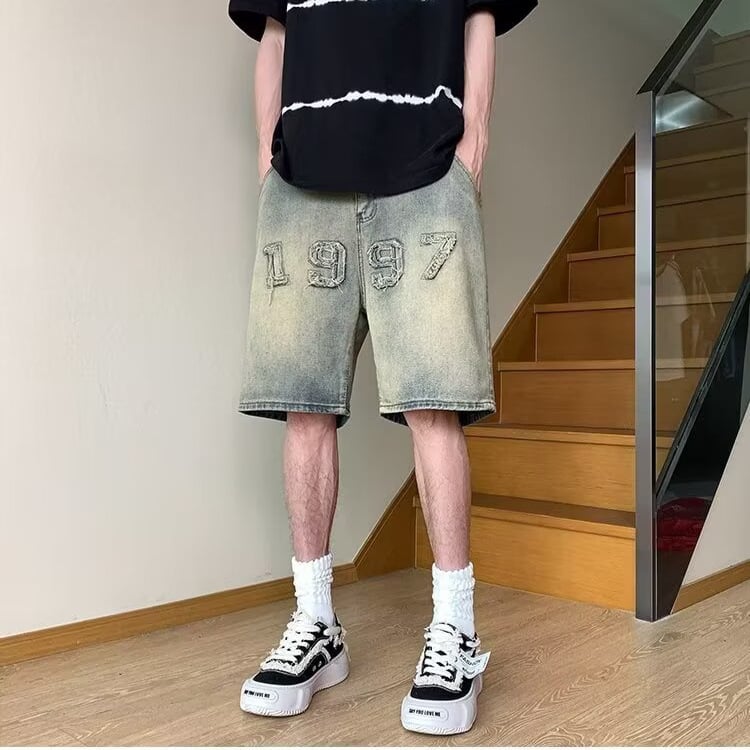 Muške denim cargo kratke hlače – vintage oprane, oversize, ravni kroj, ljeto 2025