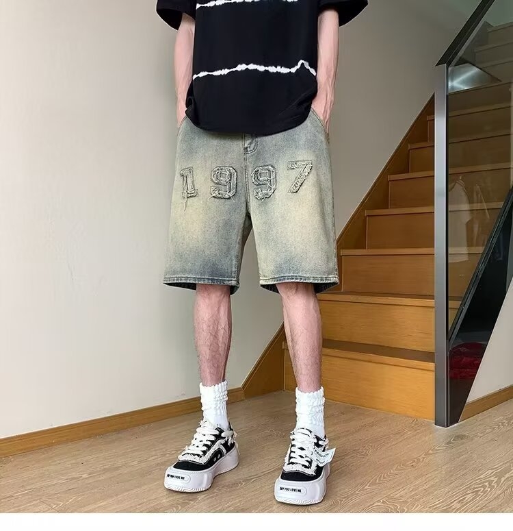 Muške denim cargo kratke hlače – vintage oprane, oversize, ravni kroj, ljeto 2025