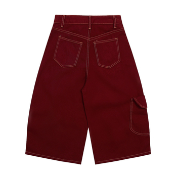 Unisex kratke džins šortse u američkom stilu retro, cropped, ravni kroj, vidljive šavove (pamuk džin, cropped, ravni kroj, ljeto, unisex)