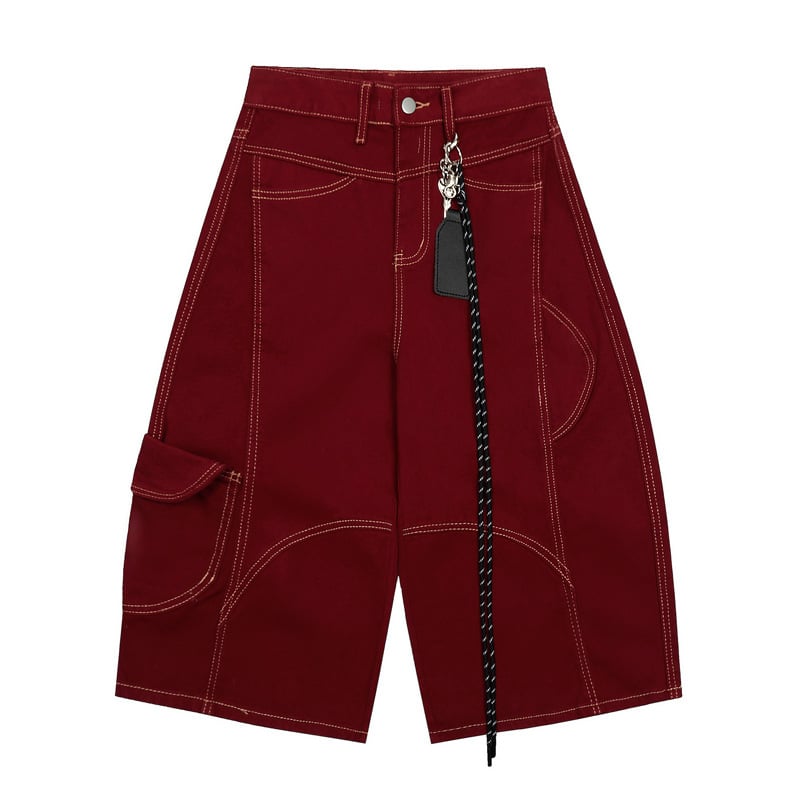 Unisex kratke džins šortse u američkom stilu retro, cropped, ravni kroj, vidljive šavove (pamuk džin, cropped, ravni kroj, ljeto, unisex)