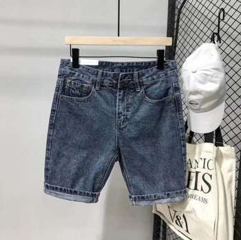 Džin šortsi sa srednjim strukom, prednja gum-planka, uži donji dio, pamuk materijal