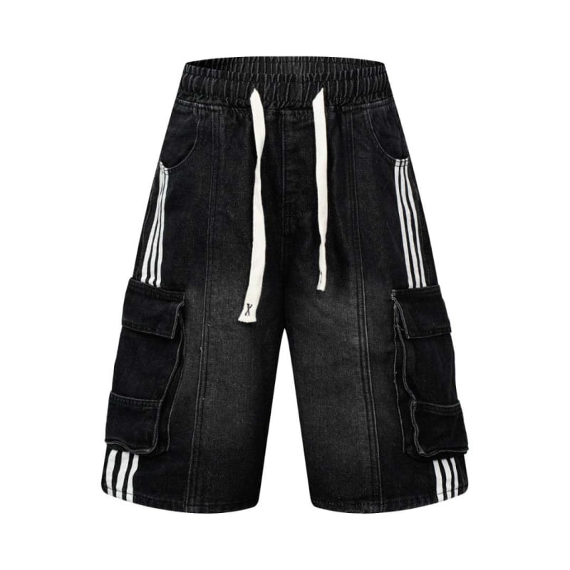 Traper cargo šorcevi s višestrukim džepovima, unisex, vintage široki kroj, cropped, 90% pamuk