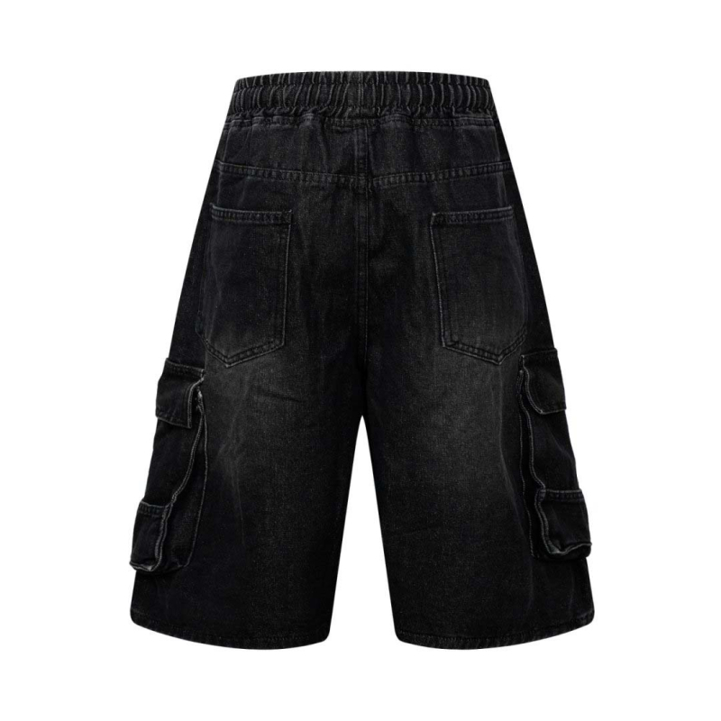 Traper cargo šorcevi s višestrukim džepovima, unisex, vintage široki kroj, cropped, 90% pamuk
