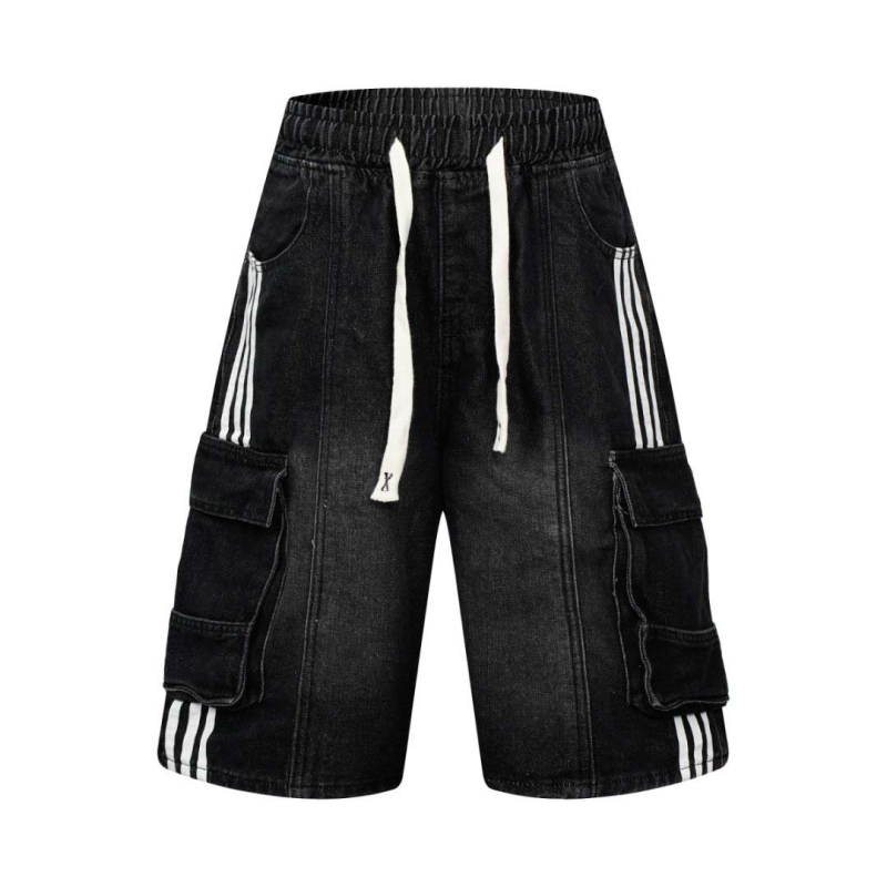 Traper cargo šorcevi s višestrukim džepovima, unisex, vintage široki kroj, cropped, 90% pamuk