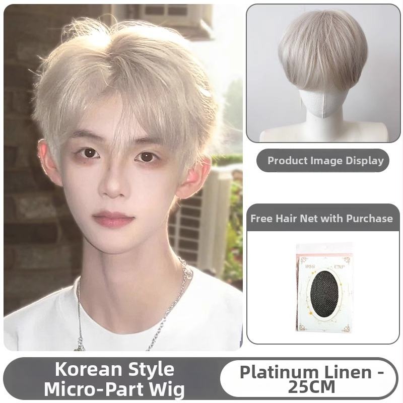 Περούκα ανδρών με κοντό ίσιο μαλλί, ίνες υψηλής θερμοκρασίας, πλήρης κάλυψη κεφαλιού, καθολική εφαρμογή, μηχανική επεξεργασία