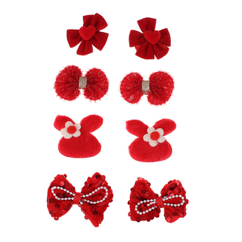 Clips de păr pentru copii – stil etnic de Anul Nou, lucrat manual; material: aliaj și țesătură; tip: clemă; potrivit pentru copii