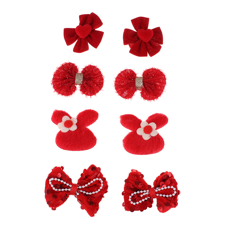 Clips de păr pentru copii – stil etnic de Anul Nou, lucrat manual; material: aliaj și țesătură; tip: clemă; potrivit pentru copii