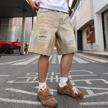 Muške traper kratke hlače, slobodan kroj, pamuk, ljetni retro stil