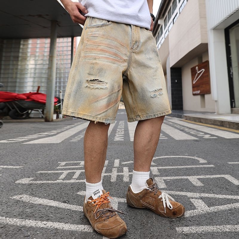 Muške traper kratke hlače, slobodan kroj, pamuk, ljetni retro stil
