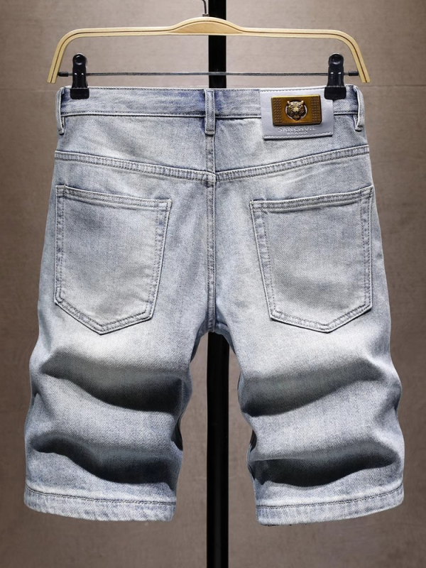 Denim šortsevi s patchwork izvezom, ravni kroj, retro stil, mješavina pamuka (68,2% pamuk, 12,7% poliester, 19,1% viskóza)
