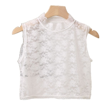 Csipkés hamis gallér nőknek, ultra-szűk álló gallér nylon béléssel, egyszínű mintázat, koreai stílus