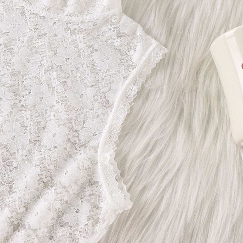 Csipkés hamis gallér nőknek, ultra-szűk álló gallér nylon béléssel, egyszínű mintázat, koreai stílus