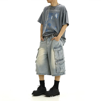 Capri šorts od viskoze, ležerni straight kroj s širokim nogama, korejski stil