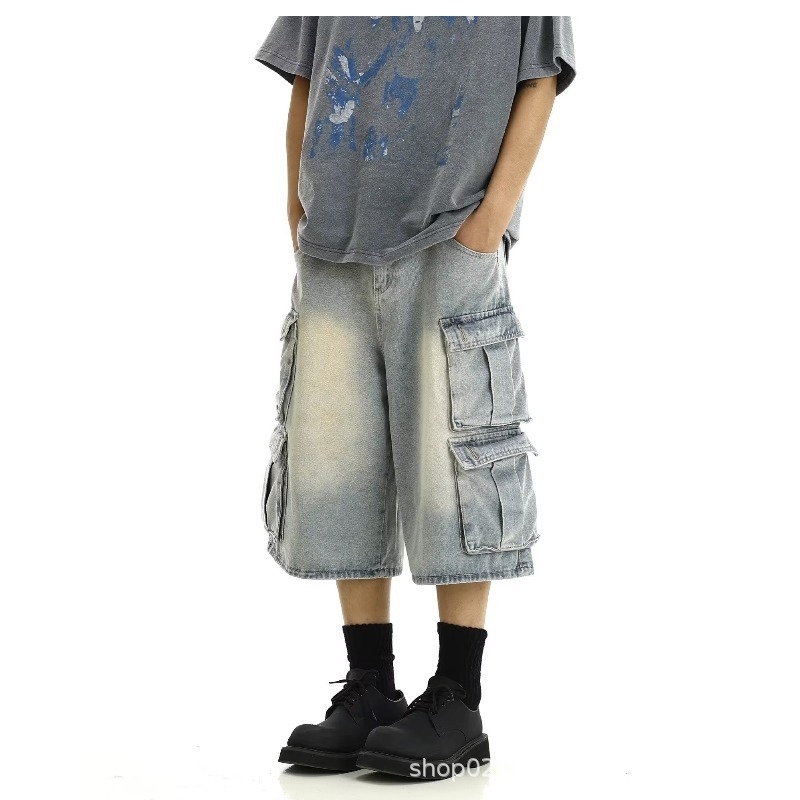 Capri šorts od viskoze, ležerni straight kroj s širokim nogama, korejski stil