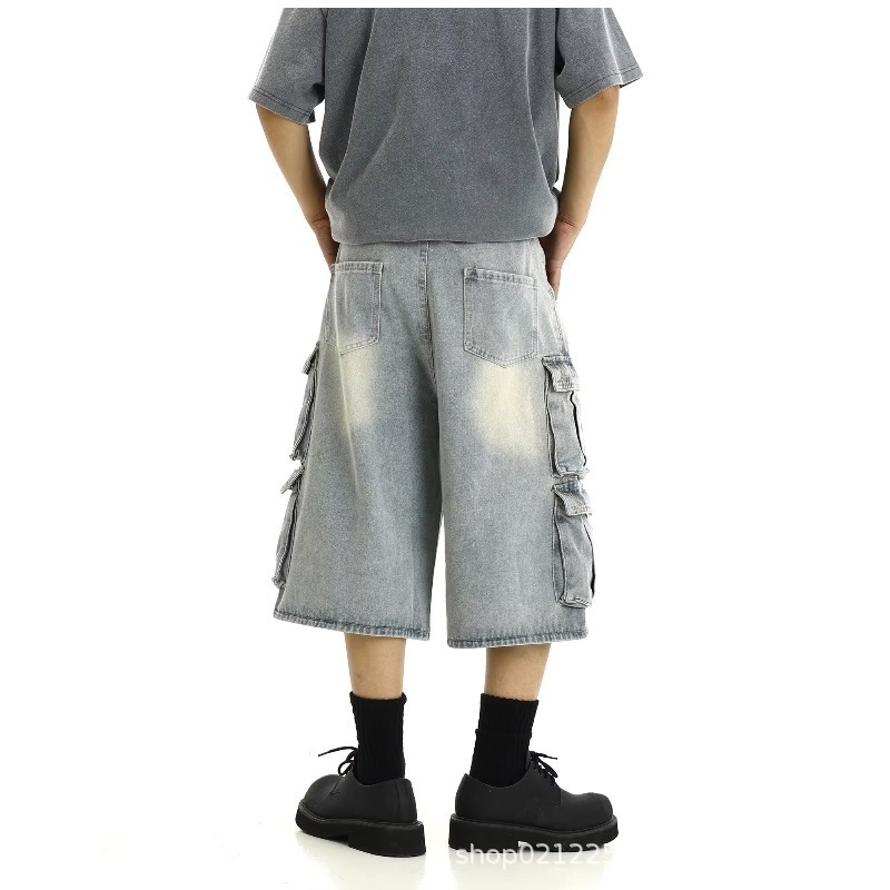 Capri šorts od viskoze, ležerni straight kroj s širokim nogama, korejski stil