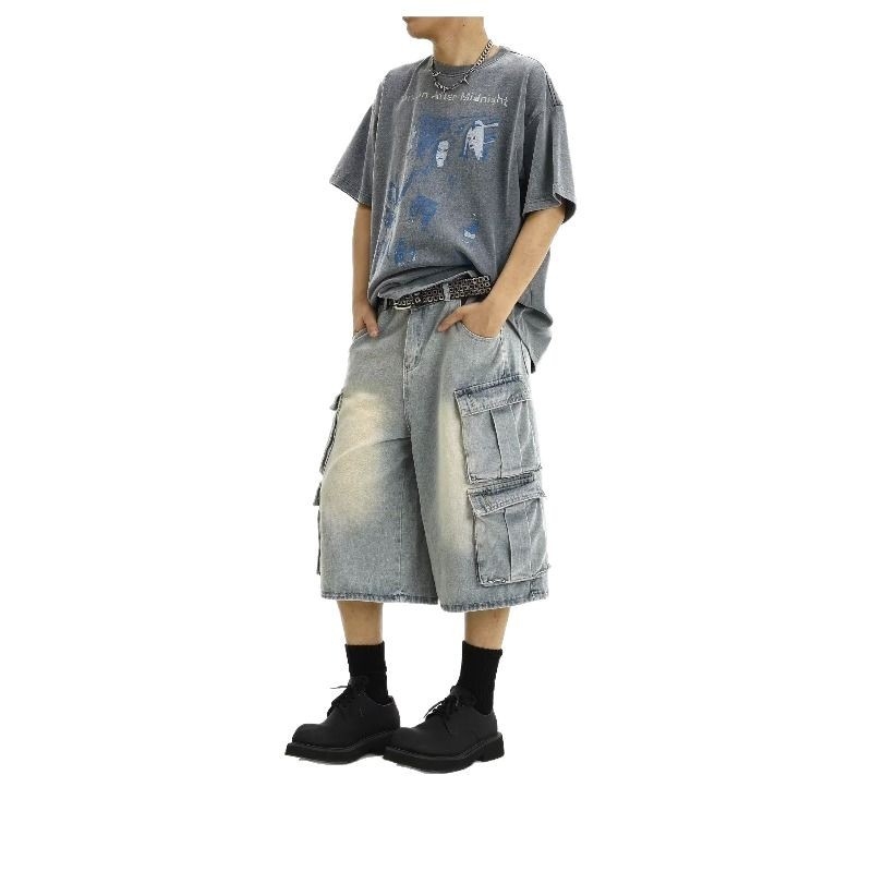 Capri šorts od viskoze, ležerni straight kroj s širokim nogama, korejski stil