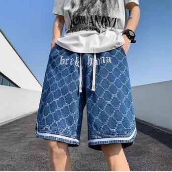 Muški široke denim šorts, ljeto 2025, streetwear stil, denim tkanina, opuštena kroj