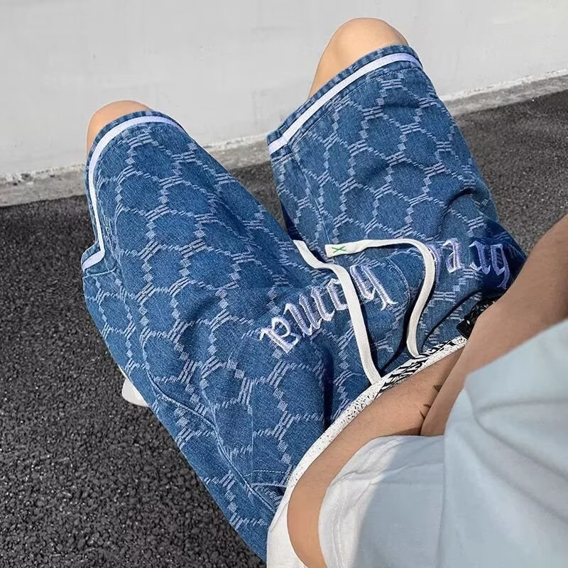 Muški široke denim šorts, ljeto 2025, streetwear stil, denim tkanina, opuštena kroj
