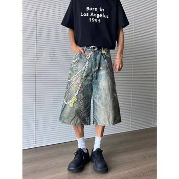 Shorturi Capri din bumbac poliester, croială dreaptă, microelastic, 85% țesătură principală, Vara 2023