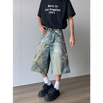 Shorturi Capri din bumbac poliester, croială dreaptă, microelastic, 85% țesătură principală, Vara 2023