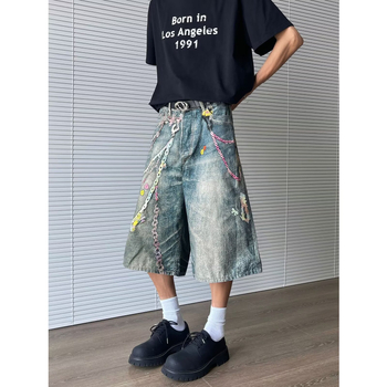 Shorturi Capri din bumbac poliester, croială dreaptă, microelastic, 85% țesătură principală, Vara 2023