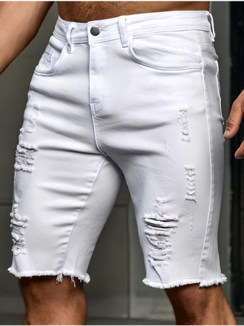 Muške traperice s oštećenim dizajnom i višestrukim rupama, pravilan kroj, rastezljivi pamuk, 75,4% pamuk, proljetni 2026 dizajn