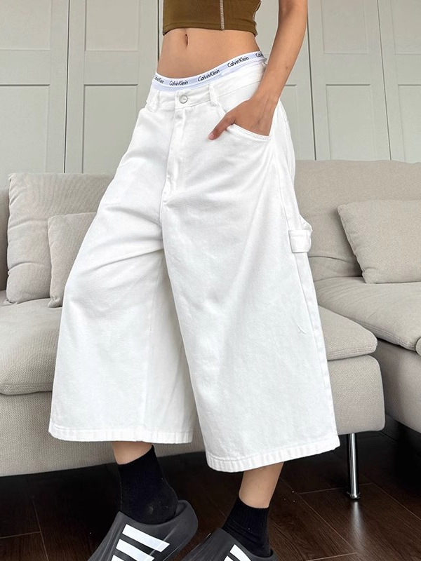 Unisex denims šorc - labav kroj, ravni kroj, cropped duljina, 75% pamuk, mikro-elastični