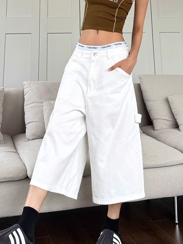 Unisex denims šorc - labav kroj, ravni kroj, cropped duljina, 75% pamuk, mikro-elastični