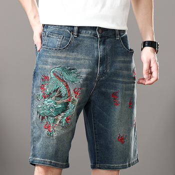 Muške traper šorceve s vezom, gradski stil, uska kroj, srednji pojas, 90% pamuka