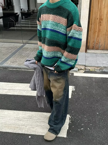Muške traperice distressed retro, široki kroj, široke nogavice, niska struk, zatvarač na zip, visoka elastičnost