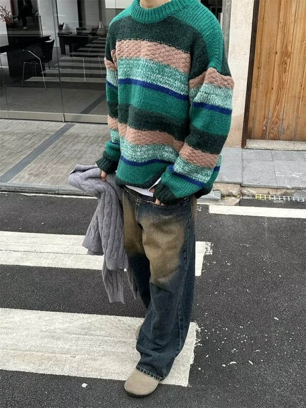 Muške traperice distressed retro, široki kroj, široke nogavice, niska struk, zatvarač na zip, visoka elastičnost