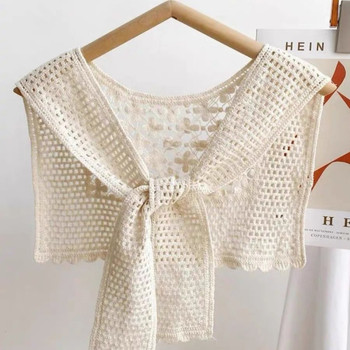 Ženski šal s izrezima, 100% pamuk, jednostavno tkanje, kvadratni oblik, monokromatski uzorak, dekorativni dodatak, japansko-korejski stil inspiriran