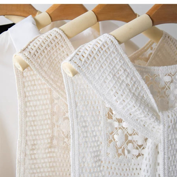 Ženski šal s izrezima, 100% pamuk, jednostavno tkanje, kvadratni oblik, monokromatski uzorak, dekorativni dodatak, japansko-korejski stil inspiriran