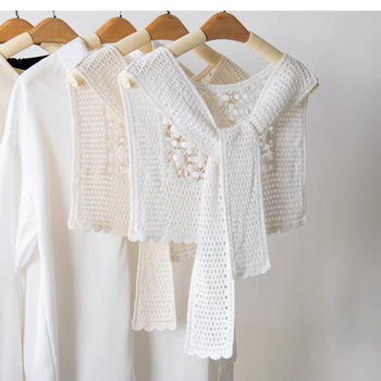 Ženski šal s izrezima, 100% pamuk, jednostavno tkanje, kvadratni oblik, monokromatski uzorak, dekorativni dodatak, japansko-korejski stil inspiriran