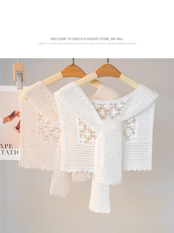 Ženski šal s izrezima, 100% pamuk, jednostavno tkanje, kvadratni oblik, monokromatski uzorak, dekorativni dodatak, japansko-korejski stil inspiriran