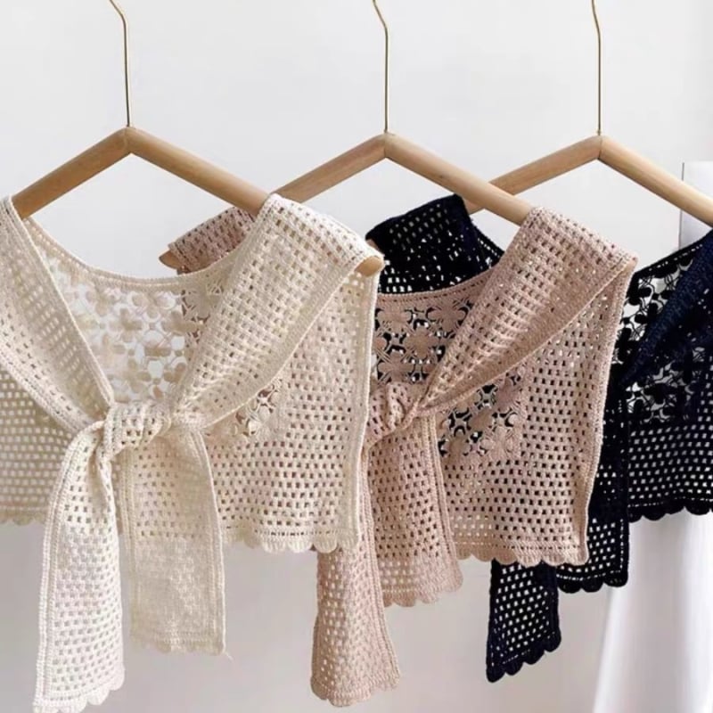 Ženski šal s izrezima, 100% pamuk, jednostavno tkanje, kvadratni oblik, monokromatski uzorak, dekorativni dodatak, japansko-korejski stil inspiriran