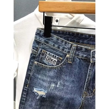 Iztrgani traper šorc, ravni kroj, ljeto, poliesterska smjesa 50%