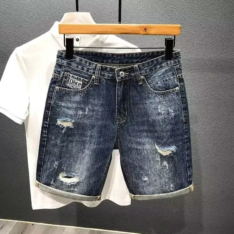 Iztrgani traper šorc, ravni kroj, ljeto, poliesterska smjesa 50%