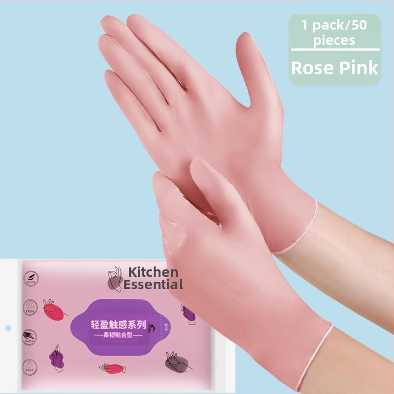 Нитрилни еднократни ръкавици за домакинство, дебели, водоустойчиви, 100 бр, 60 g