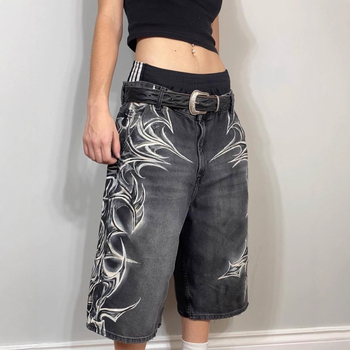 Traper šorc s gotičkim otiskom, unisex, kapri duljina, 60% pamuk, gradski street stil