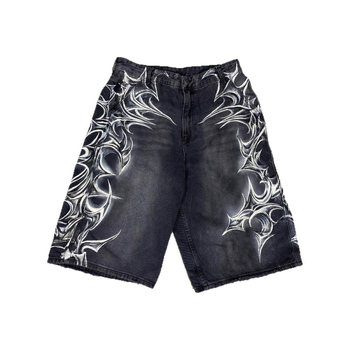 Traper šorc s gotičkim otiskom, unisex, kapri duljina, 60% pamuk, gradski street stil