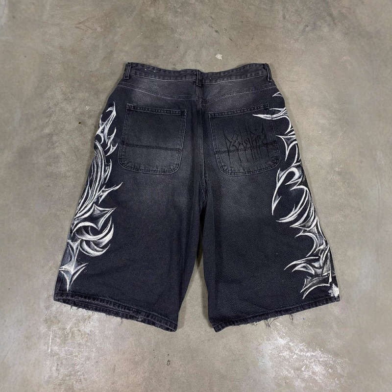 Traper šorc s gotičkim otiskom, unisex, kapri duljina, 60% pamuk, gradski street stil