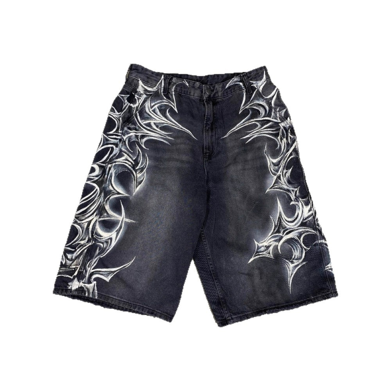 Traper šorc s gotičkim otiskom, unisex, kapri duljina, 60% pamuk, gradski street stil