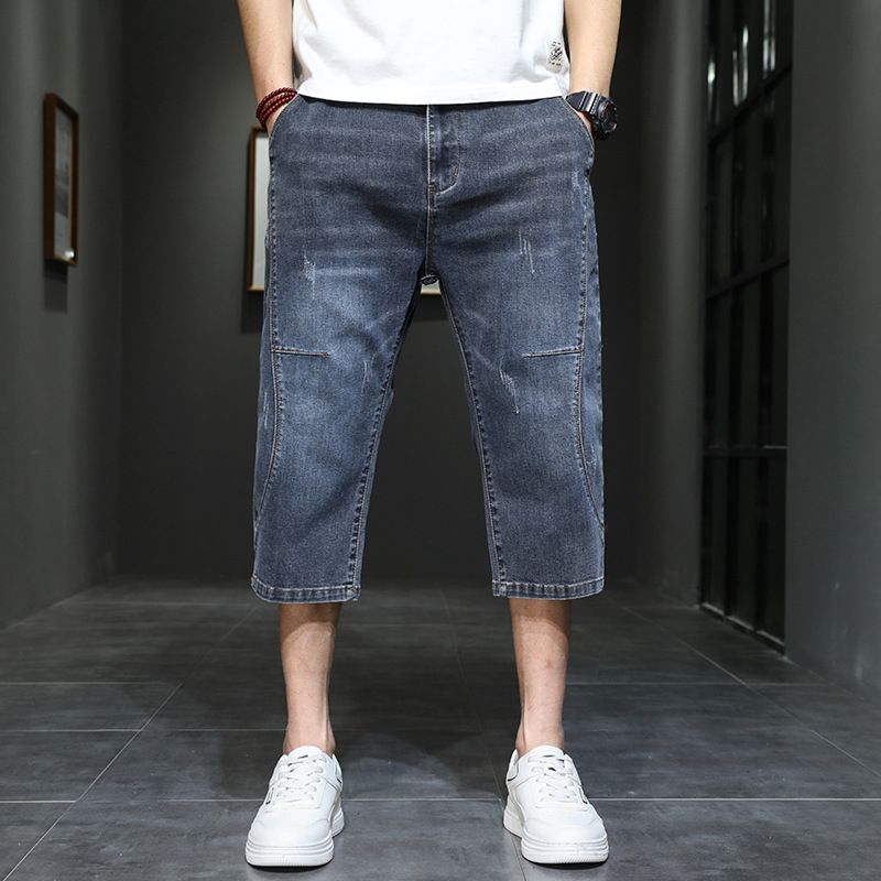 Muške cropped traperice s uskim krojem, srednja visina struka, zip zatvarač, 5 džepova, 90% pamuk